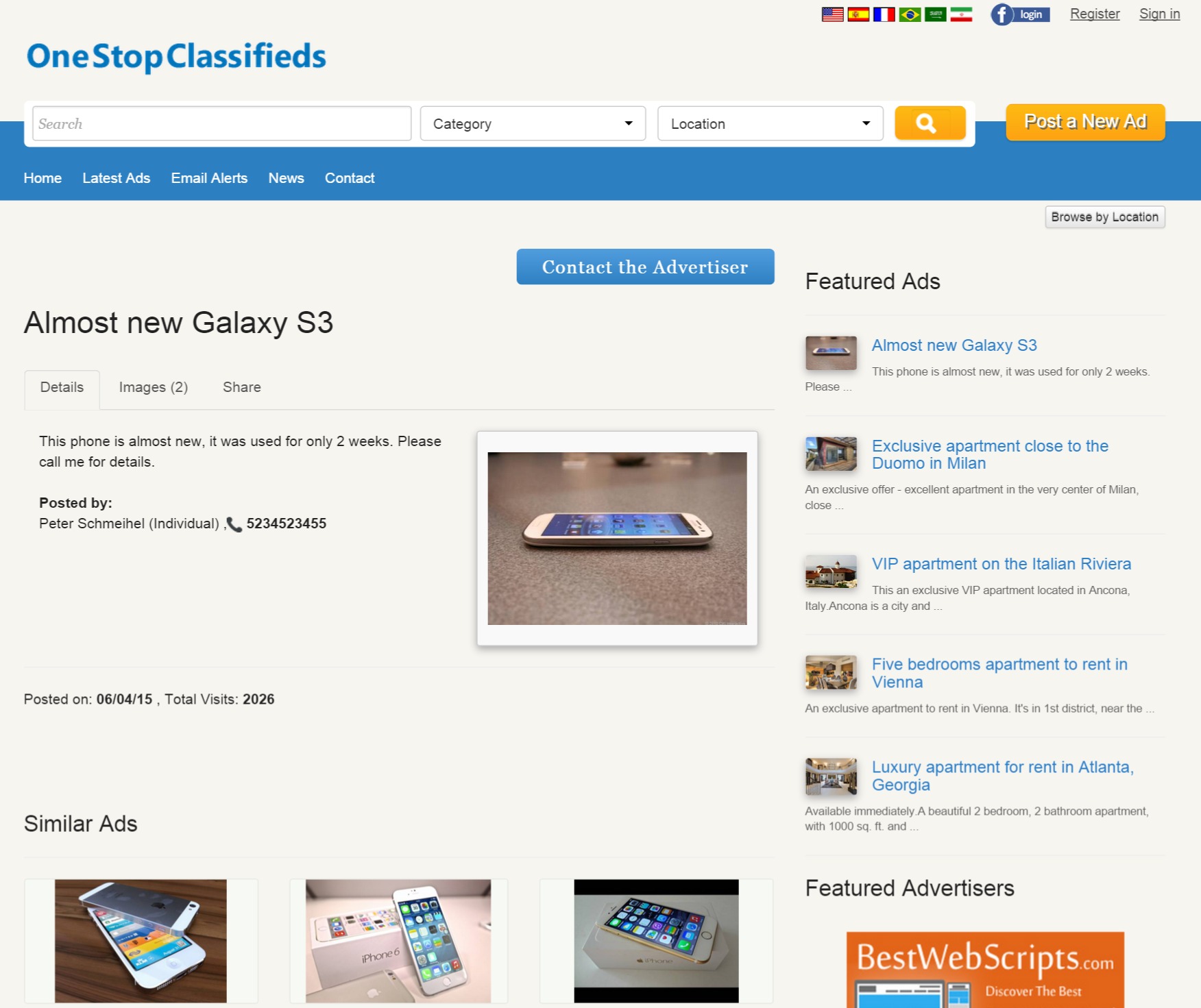ad details page php classifieds script